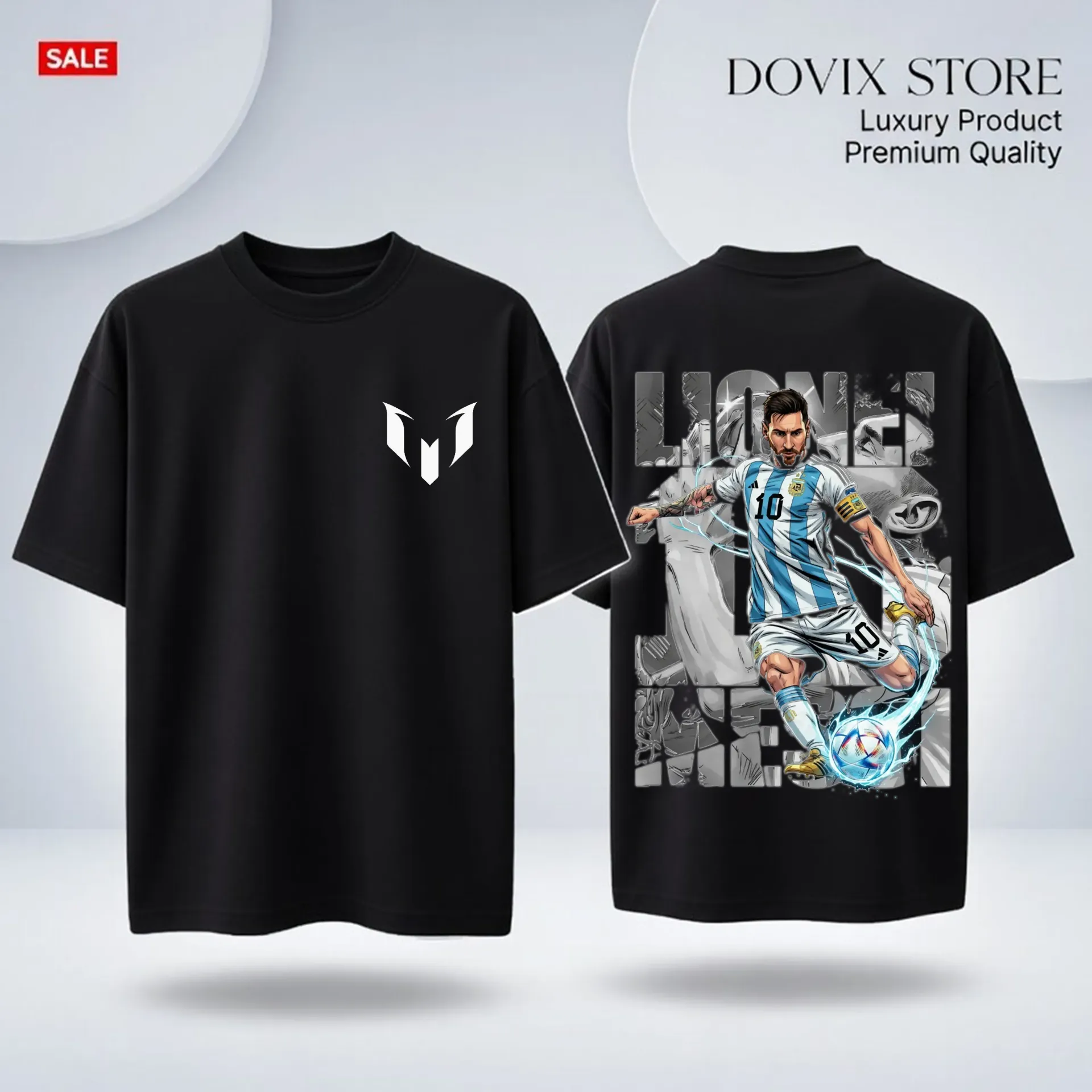 Messi 10 Messi premium drop shoulder. (BLuck, 200Gsm, M)