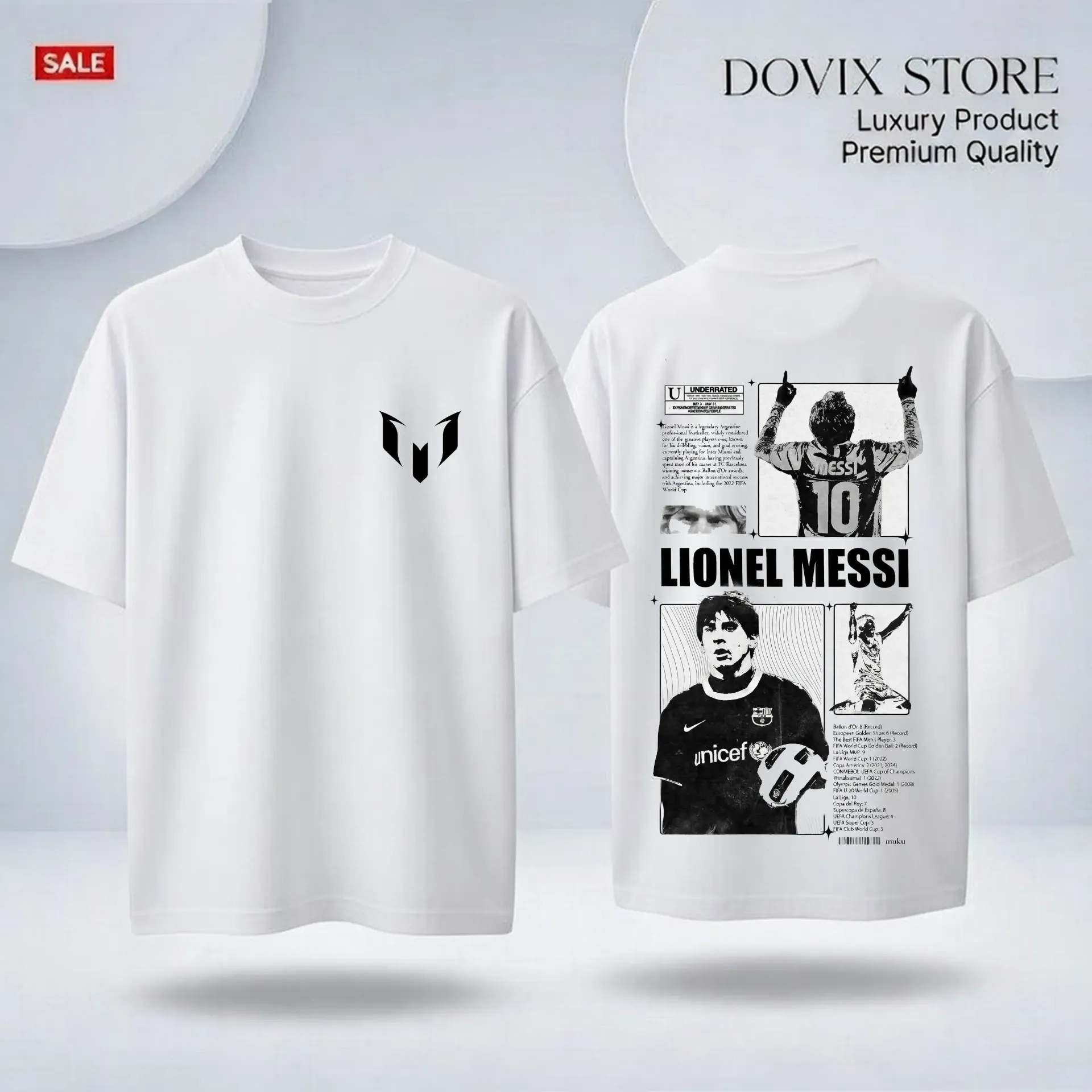 Messi newspaper cut primium drop shoulder (BLuck, 200Gsm, M)