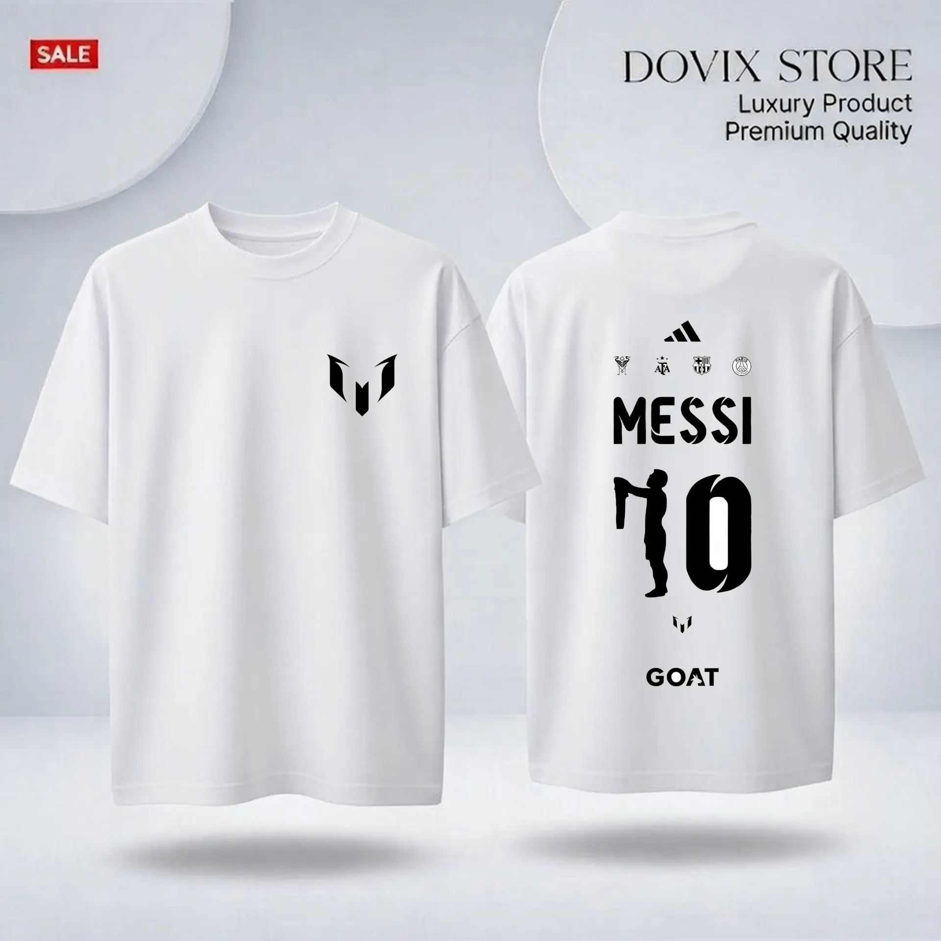 Messi 10 back print primium drop shoulder. (BLuck, 200Gsm, M)