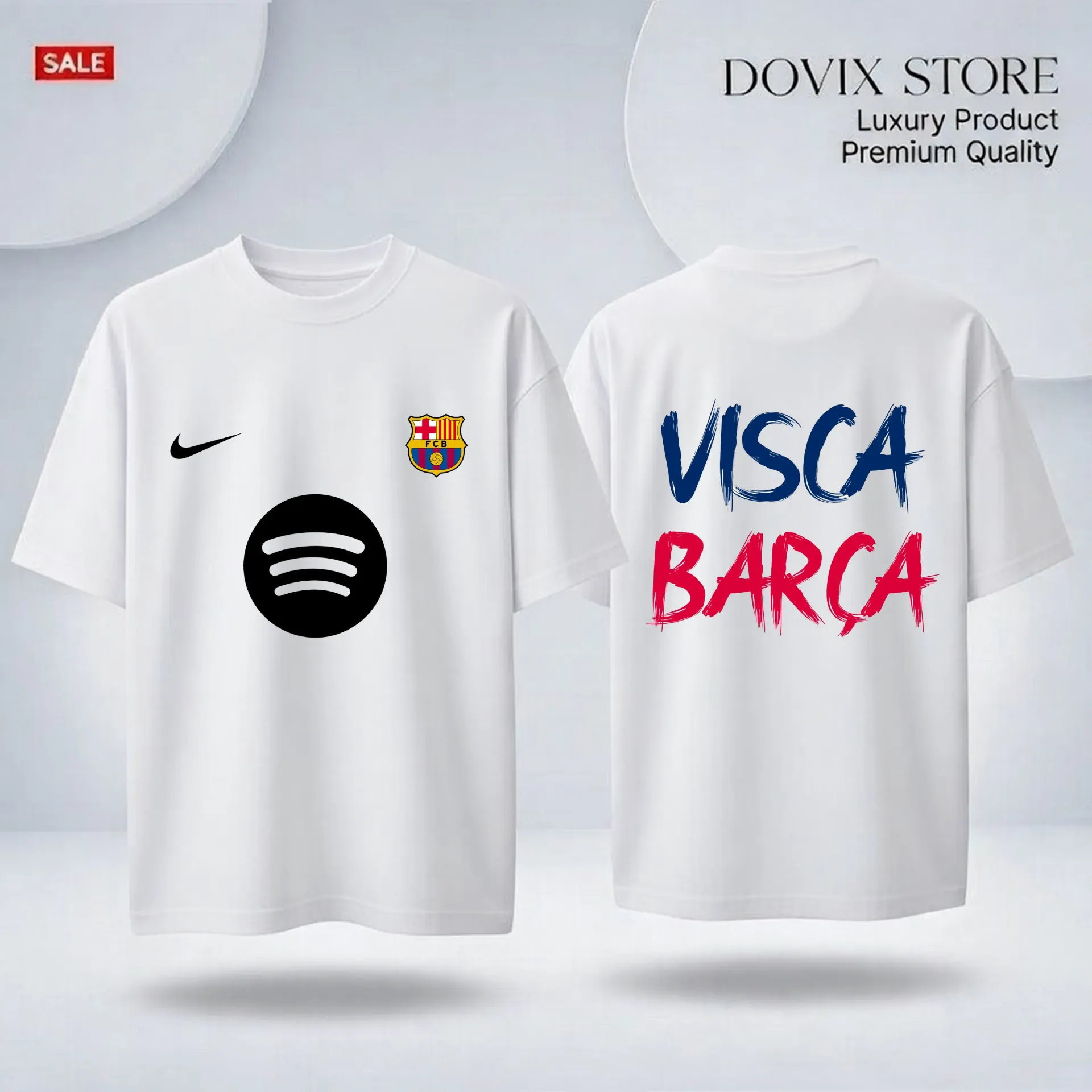 Visca Barca back and font print primium drop shoulder. (BLuck, 200Gsm, M)
