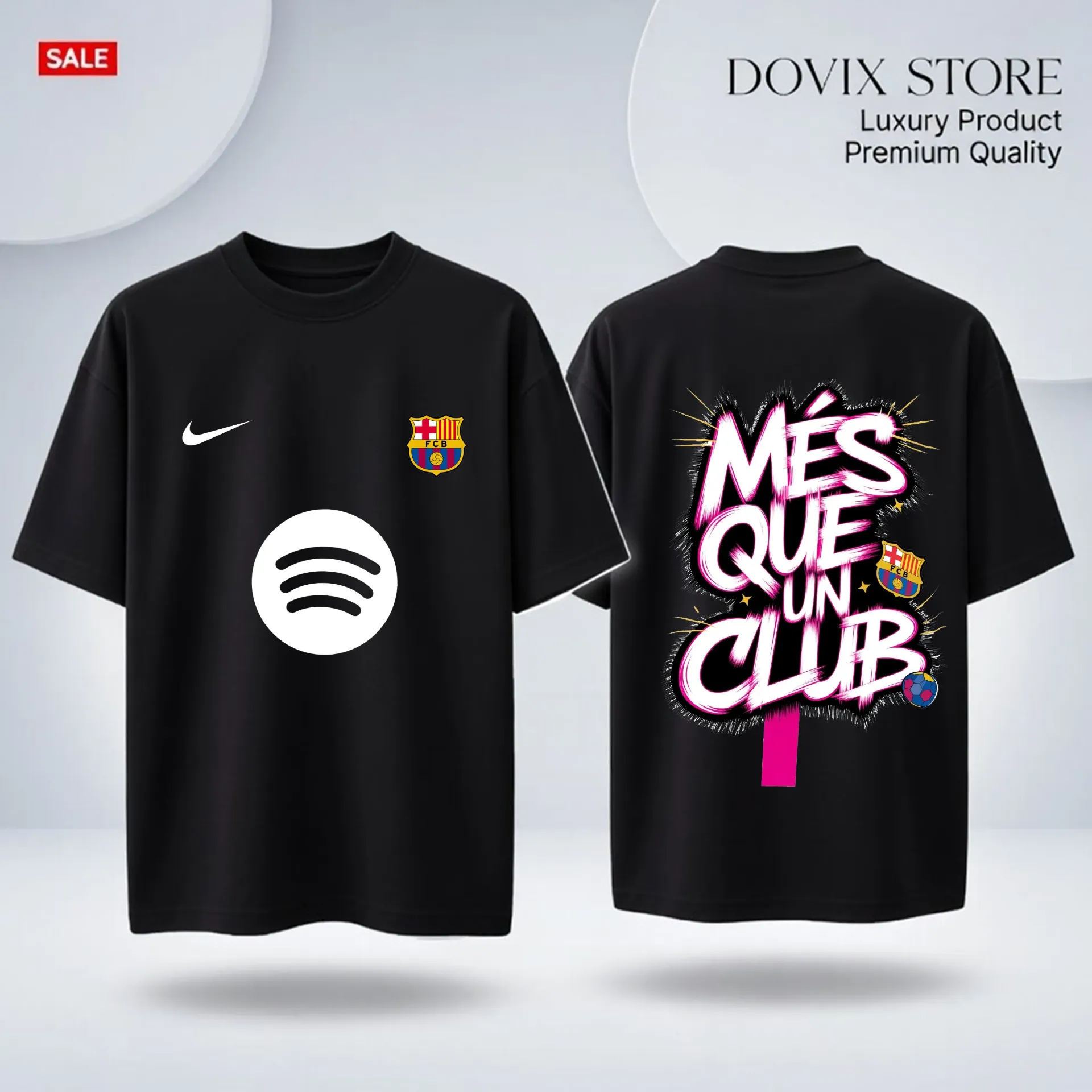 Visca Barca back and font print primium drop shoulder. (BLuck, 200Gsm, M)