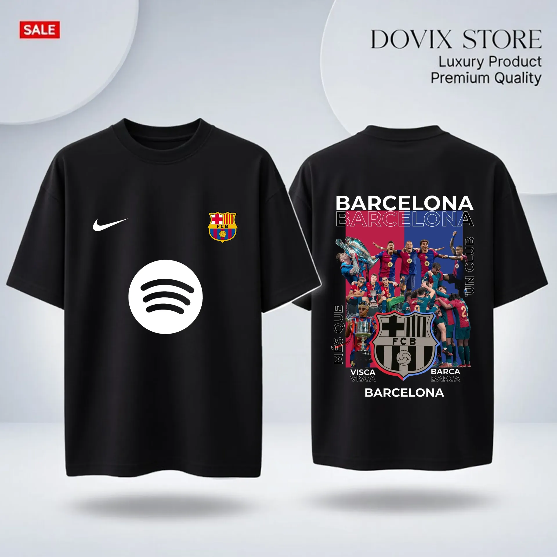 Barcelona back and font print primium drop shoulder. (BLuck, 200Gsm, M)