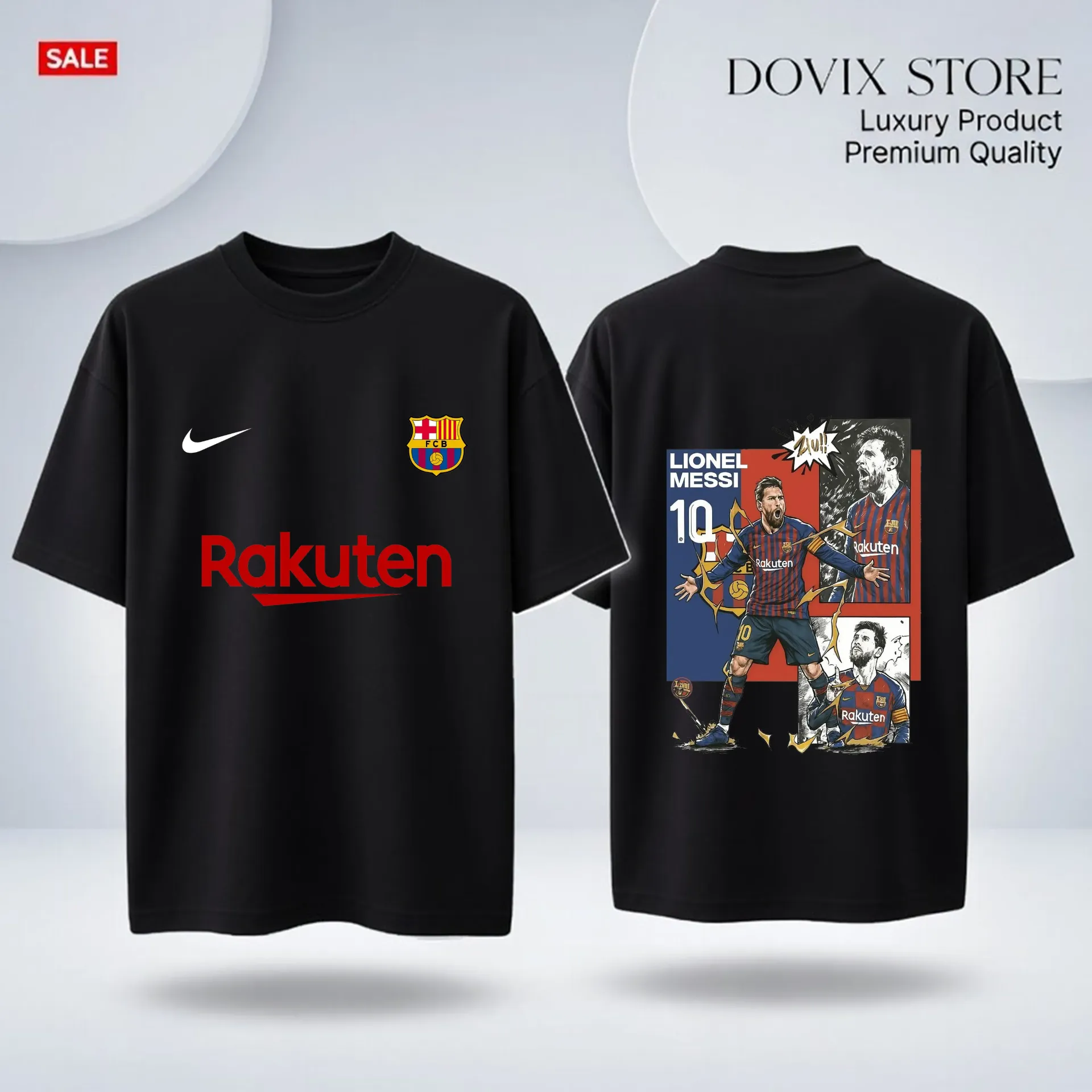Barcelona Messi back and font print primium drop shoulder.