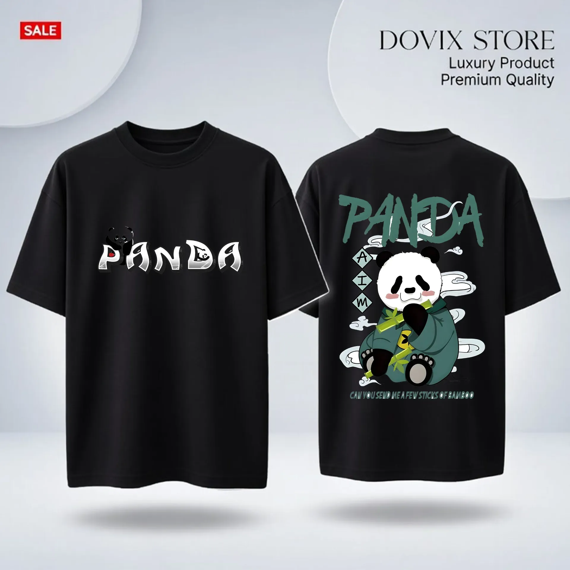 Panda orimium addition drop shoulder (BLuck, 200Gsm, M)